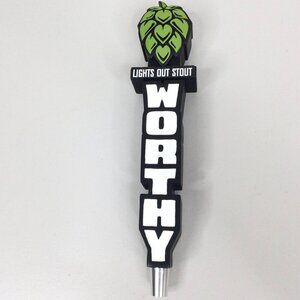 Worthy Brewing Lights Out Stout Tap Handle Craft Beer Bend Oregon Hops Pull Pour